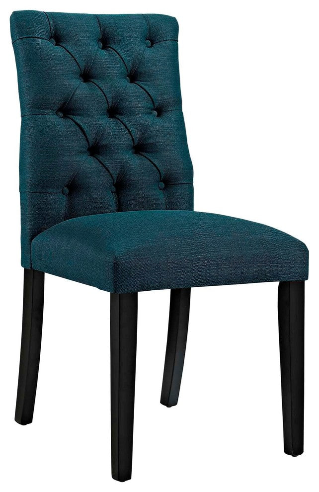 Modern Contemporary Urban Kitchen Room Dining Chair, Navy Blue, Fabric Wood