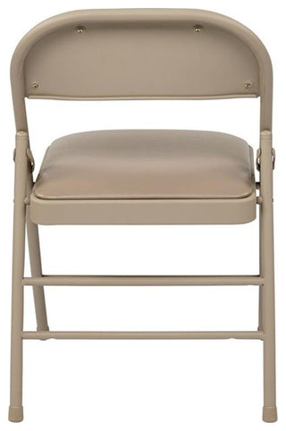 Set of 4 Folding Chair with Vinyl Seat in Tan Beige