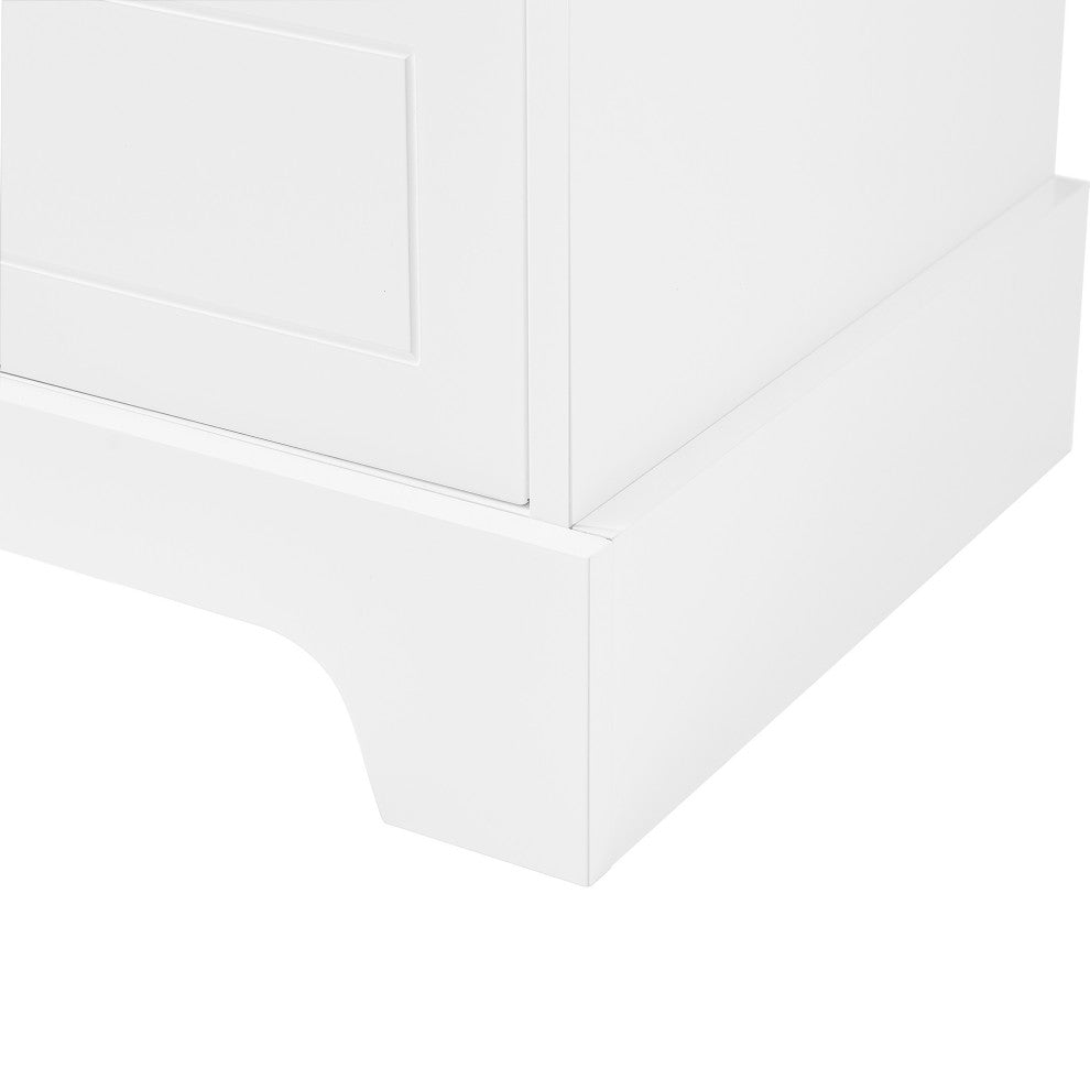 24 in. W x 68 in. H MDF Bathroom Storage Cabinet with Two Doors and Four Drawers, White