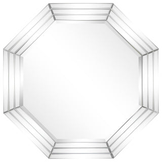 Beveled Multi Faceted Octagons Wall Mirror, 1" Beveled Center, Wood Frame
