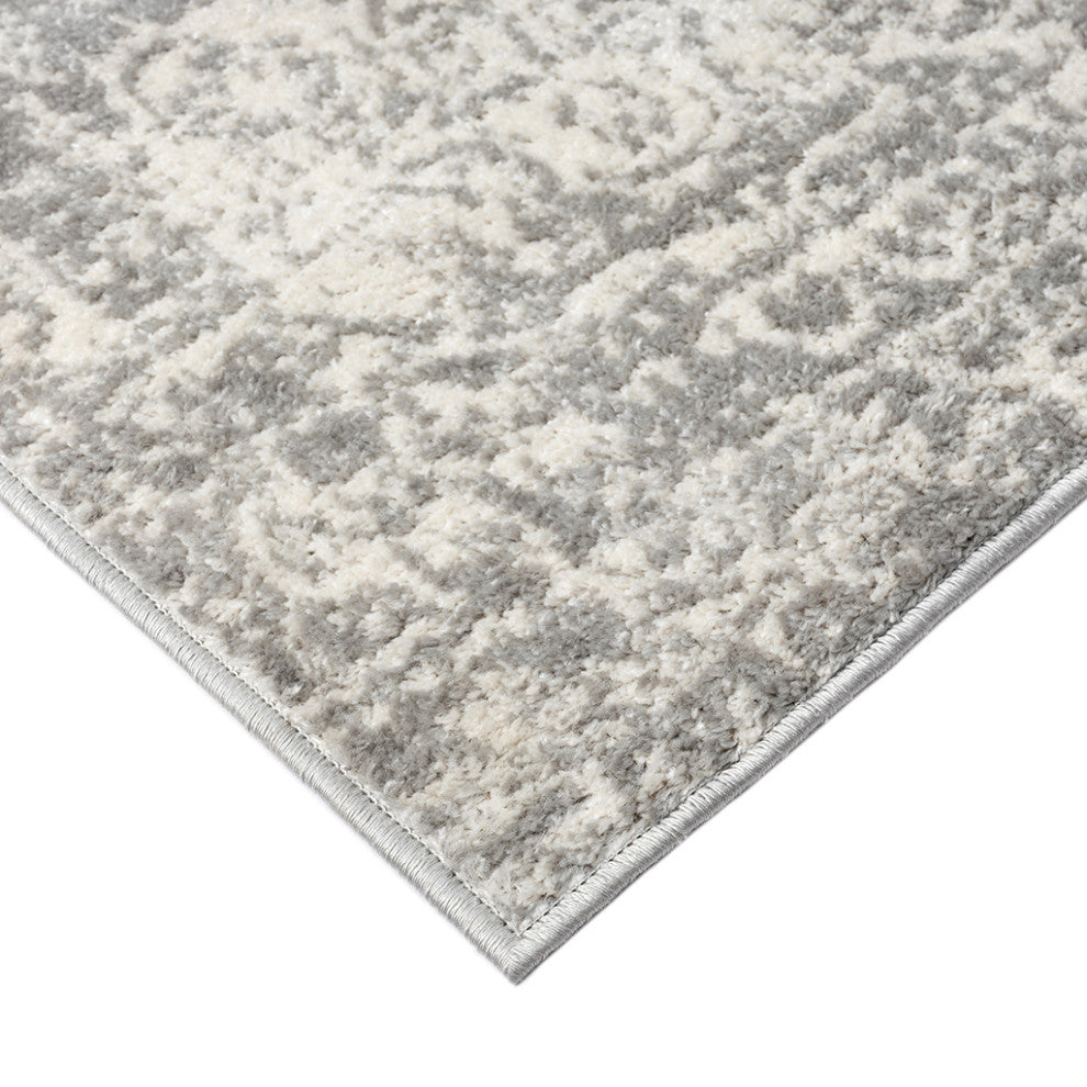 Asher Medallion Boho Area Rug/Runner, Grey, 3' x 8' Runner