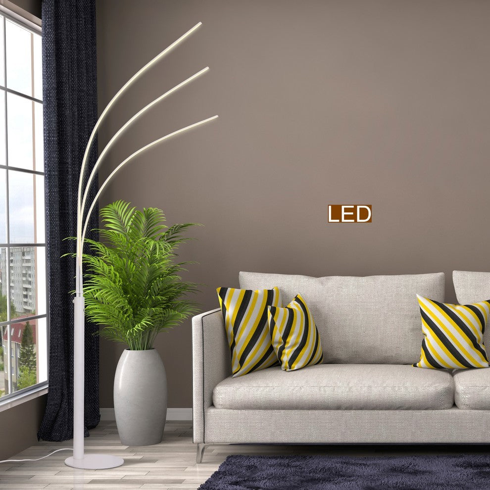 Artiva USA 92" Aurora LED Arch Tree Floor Lamp, Touch Dimmer, Matt White