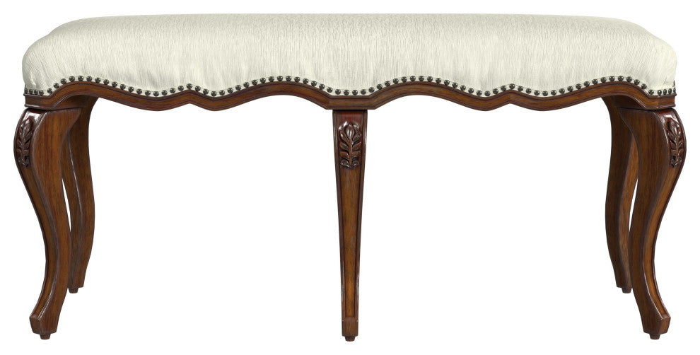 Michelline Upholstered 42"W Bench, Antique Cherry