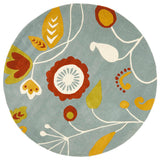 Safavieh Soho Soh772A Floral Rug, Light Blue/Multi, 6'0"x6'0" Round