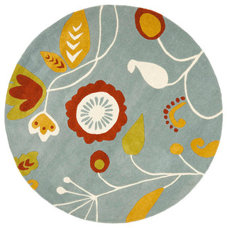 Safavieh Soho Soh772A Floral Rug, Light Blue/Multi, 6'0"x6'0" Round