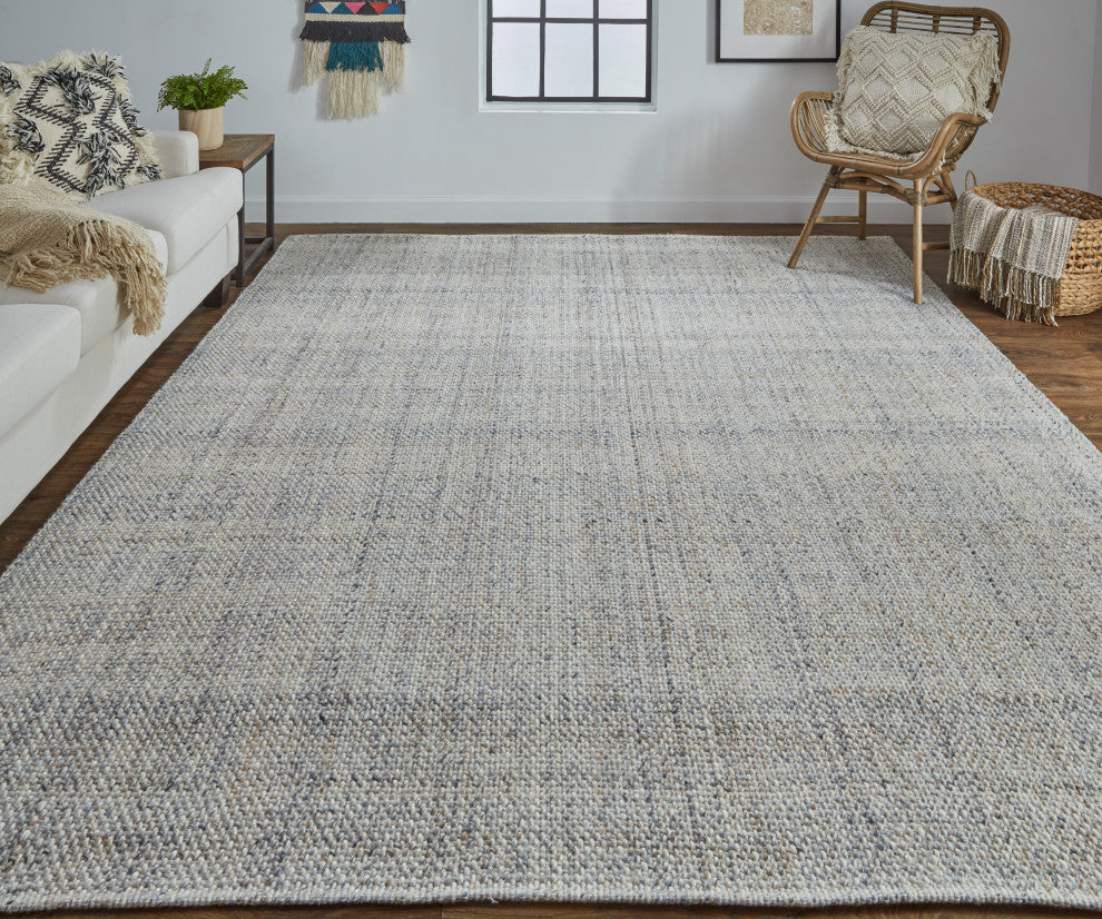 Weave & Wander Siona Space Dyed Flatweave Rug, Ivory/Gray, 10' X 14'
