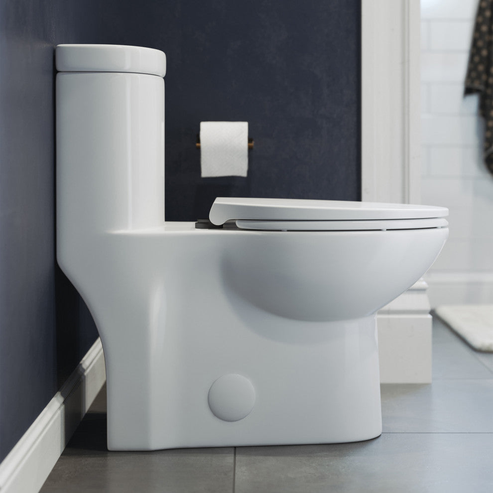 Sublime 1-Piece Elongated Toilet Dual Flush, Black Hardware 1.1/1.6 gpf