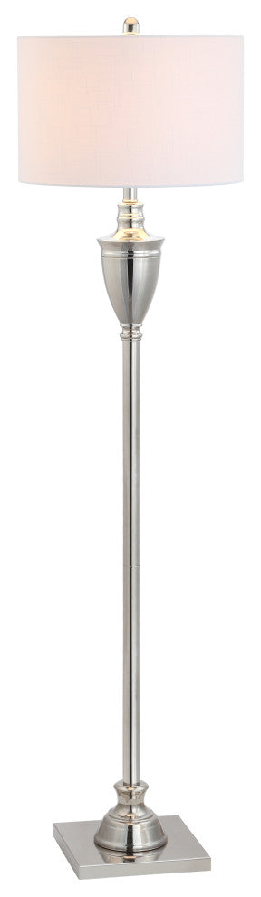 Othello Metal LED Floor Lamp, Polished Nickel, 62"