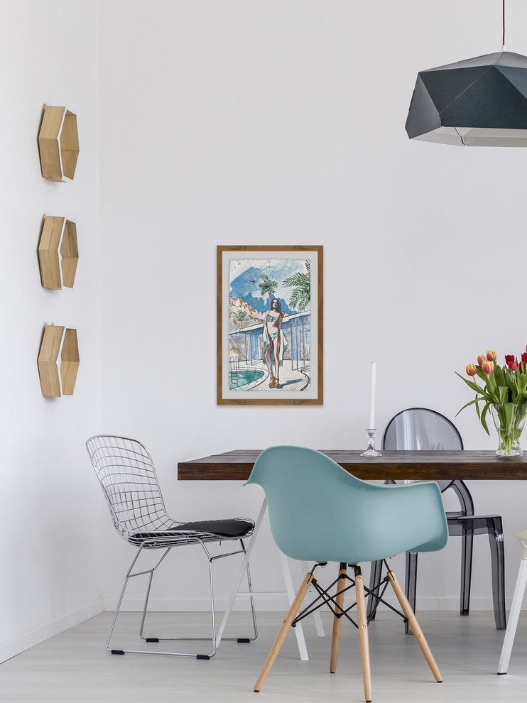 "Breezy Pool" Framed Painting Print, 20"x30"