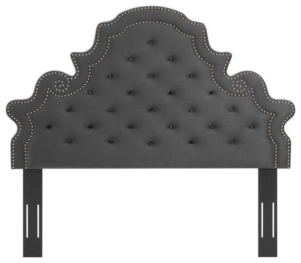 Diana Tufted Performance Velvet Twin Headboard Charcoal