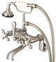 Vintage Classic Wall Mount Tub Faucet With Handshower, Brushed Nickel Finish Wit