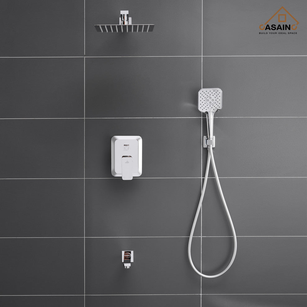 9inch Shower System Brushed Nickel Dual Head Waterfall Shower Bar System, Chrome