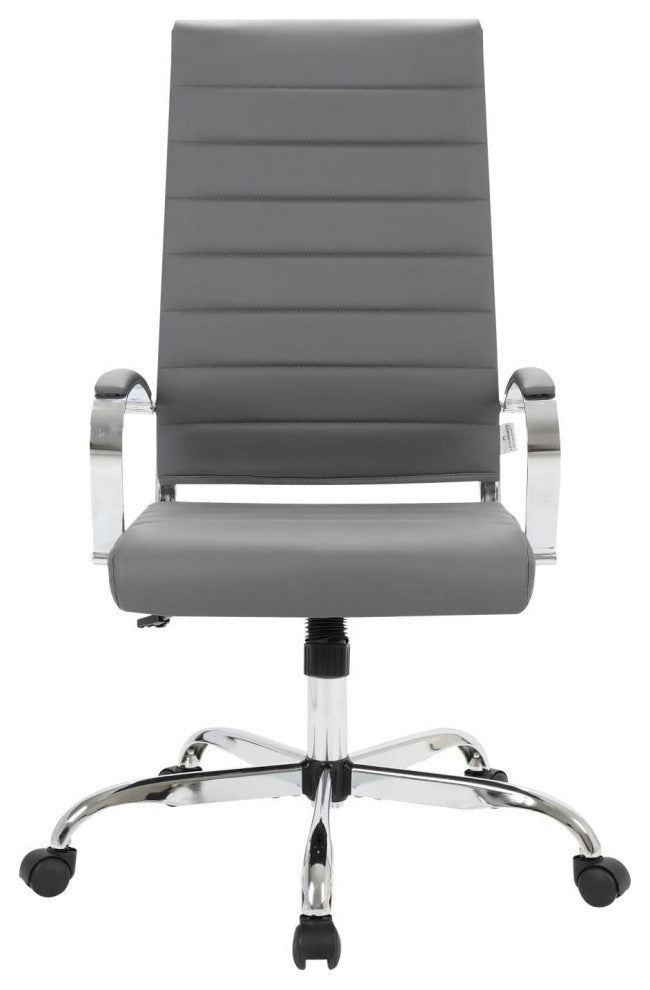 LeisureMod Benmar Leather Office Chair Gray