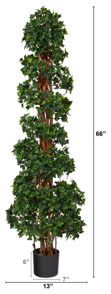5.5' English Ivy Topiary Spiral Artificial Tree UV Resistant, Indoor/Outdoor