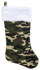19" Army Camouflage Stocking With White Fur Cuff