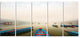 Moving Boats in Mountain Lake, Boat Canvas Art Print, 60"x28", 5 Panels