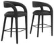 Pinnacle Vegan Leather Bar Stool Set of 2, Black Black