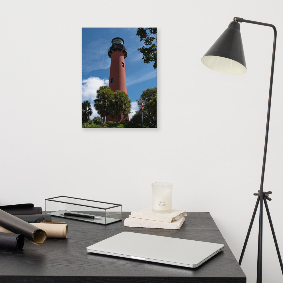 Jupiter Lighthouse 2 Color Coastal Landscape Canvas Wall Art Print, 12" X 16"