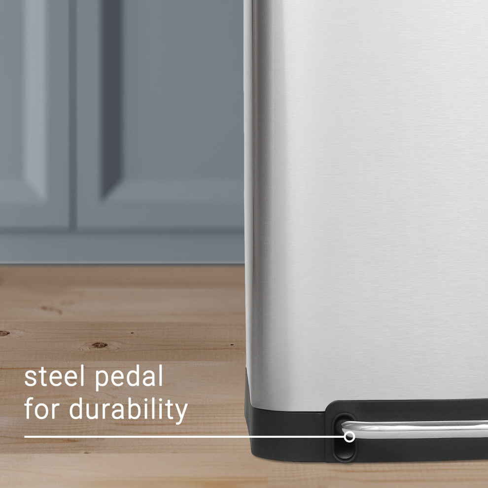 Ashley Rectangular Trash Can With Soft-Close Lid, Steel, 8 gal.