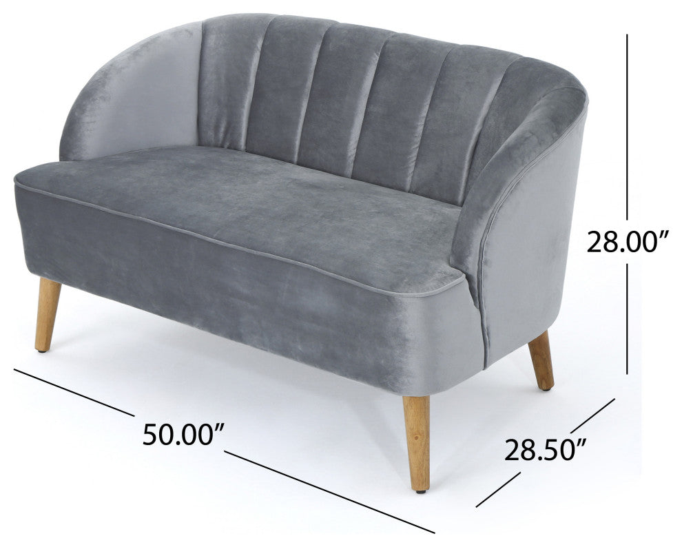 GDF Studio 3-Piece Scarlett Modern New Velvet Loveseat Club Chair Set, Pewter