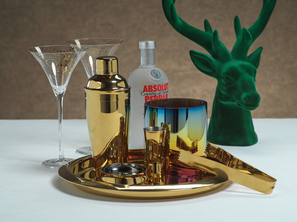 Round Gold Stainless Steel Serving Tray