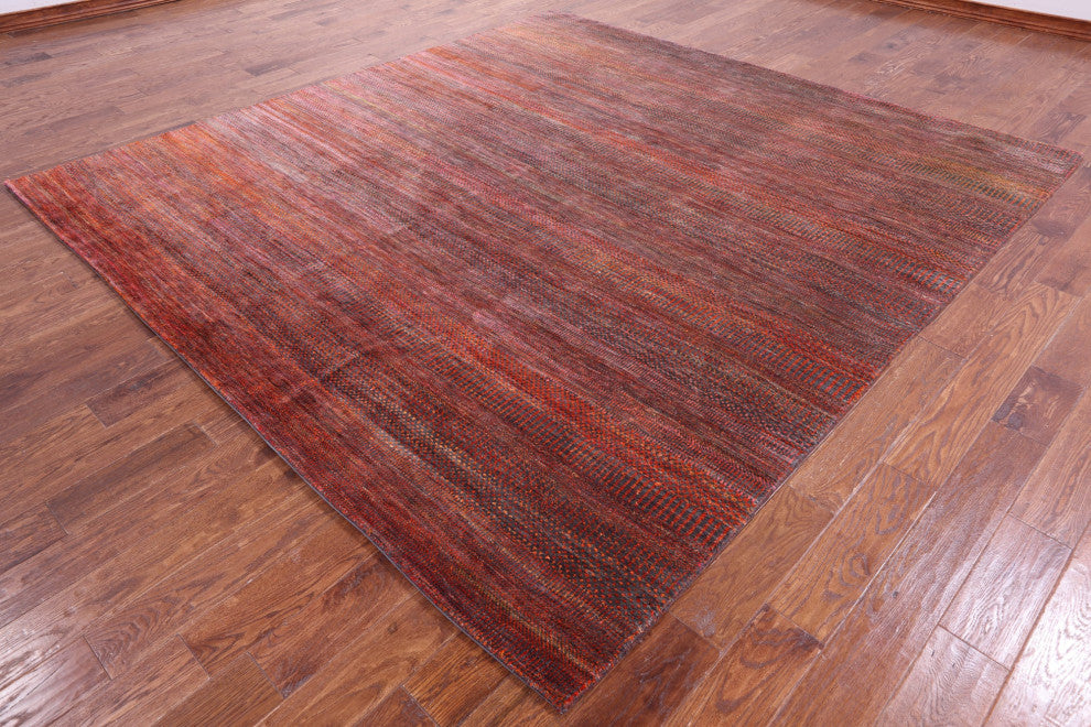 9' Square Wool & Silk Super Savannah Gabbeh Handmade Rug - Q13067