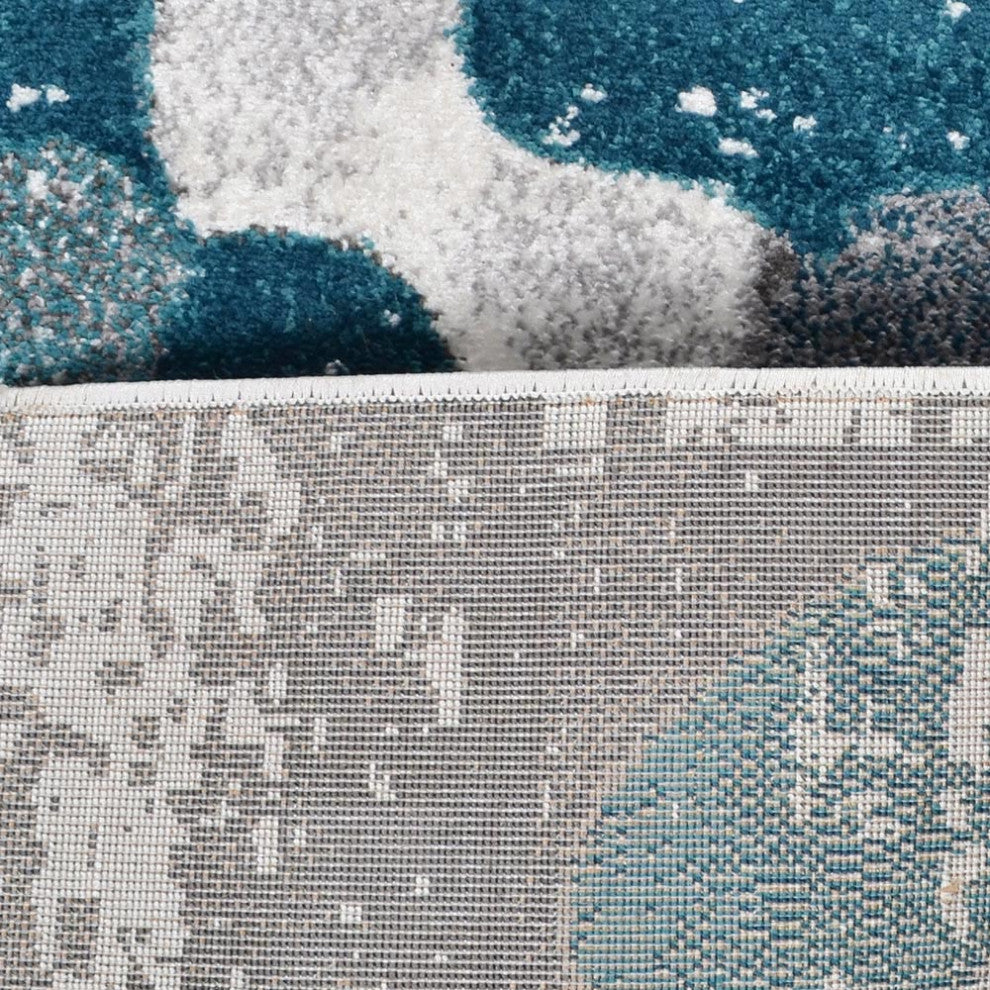 MACHINE MADE HEATSET POLYPROPYLENE AREA RUGS  - Silver Blue, Abstract Design, [Runner] 3'2''x10'