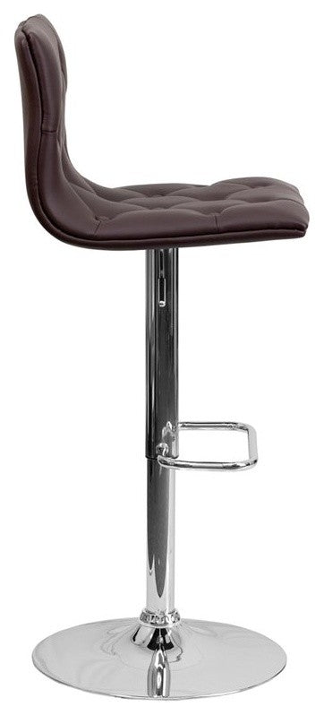 Estella Abby Mid-Back Tufted Brown Vinyl Adjustable Barstool, Swivel