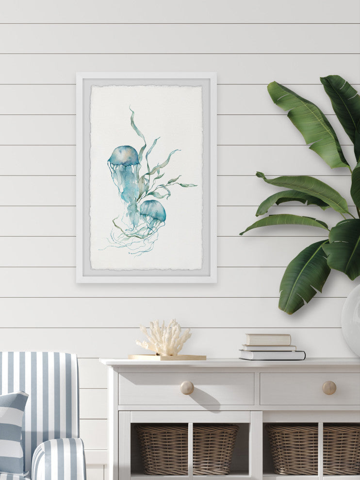 "Jellyfish Pair" Framed Painting Print, 12x18