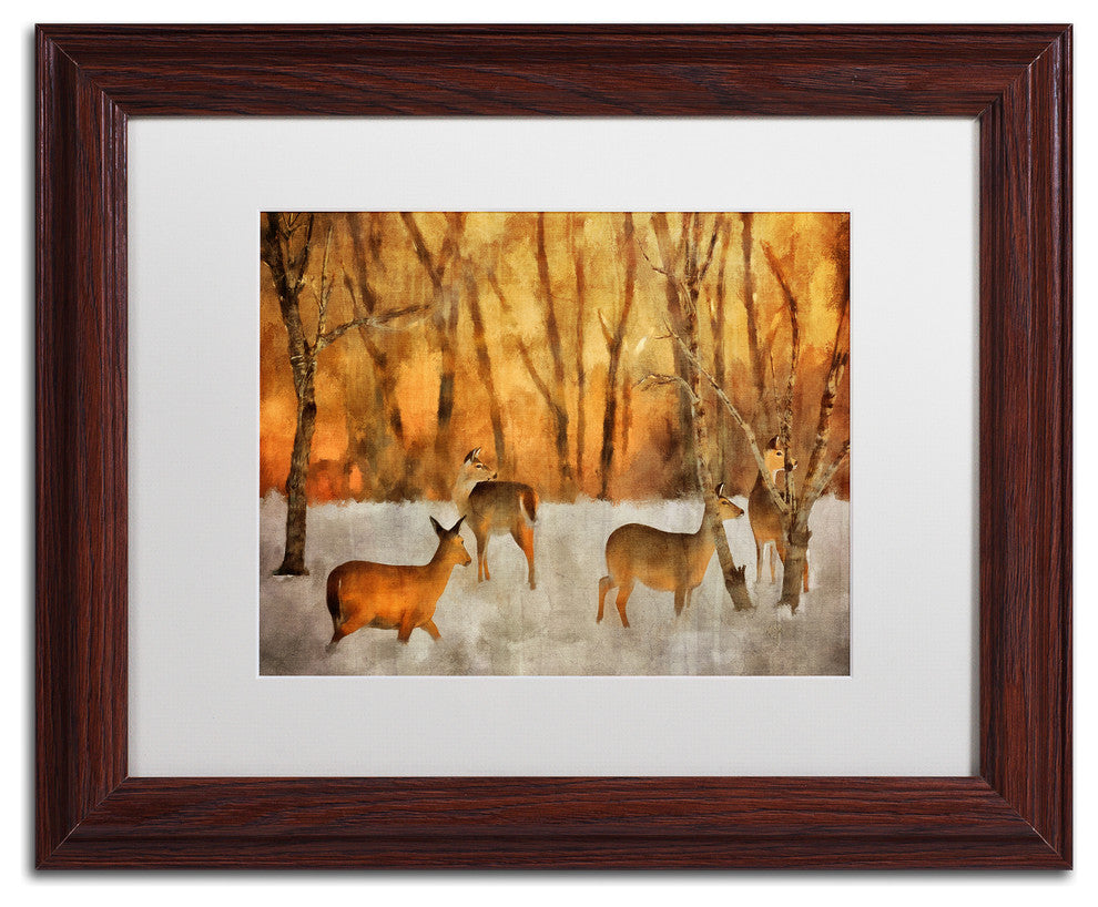 Lois Bryan 'Creatures of a Winter Sunset' Art, Wood Frame, White Matte, 14"x11"
