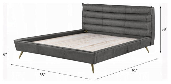 Acme Doris Queen Bed Gray Top Grain Leather