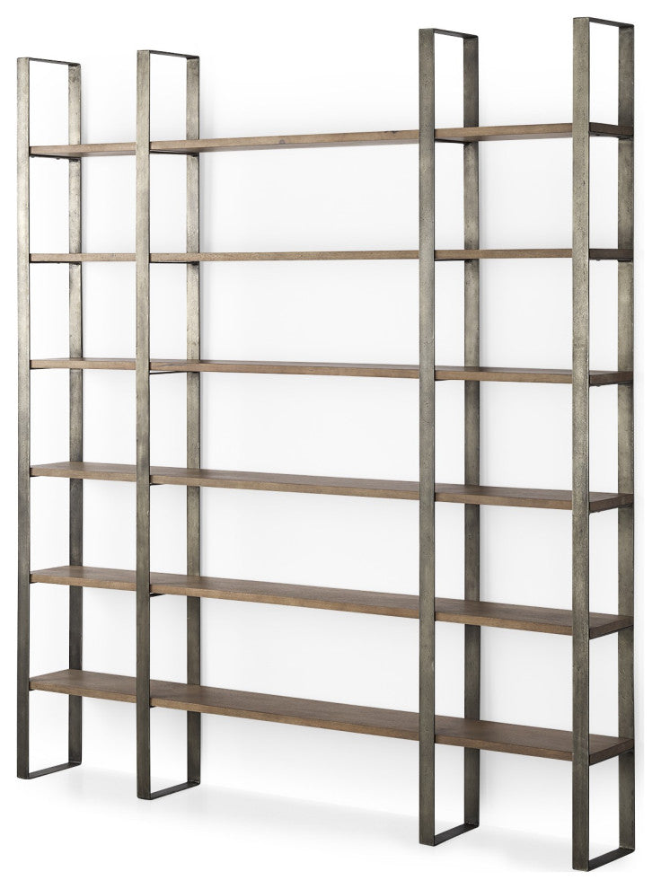 Silver Iron Framed Wooden Shelving Unit