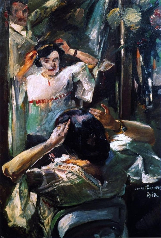 Lovis Corinth At the Mirror, 18"x27" Wall Decal