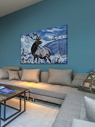 "The Last Elk" Painting Print on Wrapped Canvas