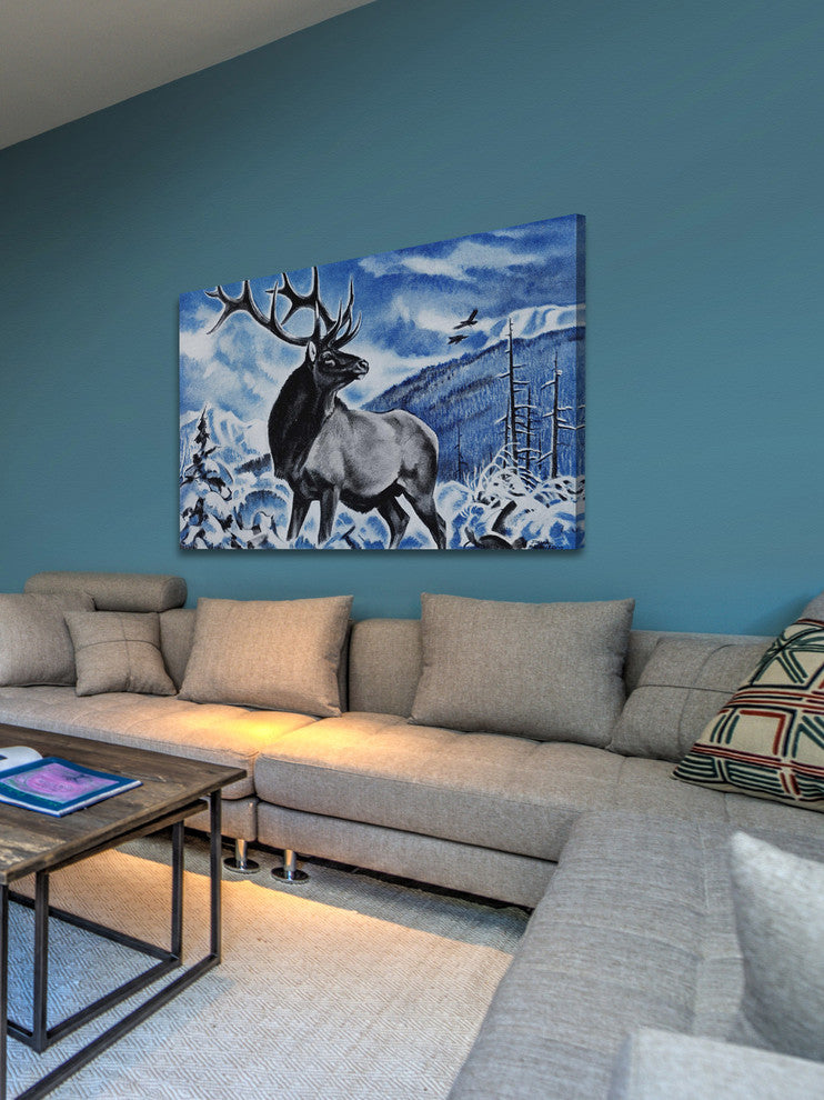 "The Last Elk" Painting Print on Wrapped Canvas