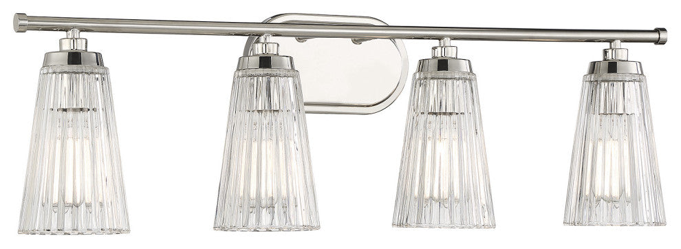 Chantilly 4-Light Bathroom Vanity Light, Polished Nickel