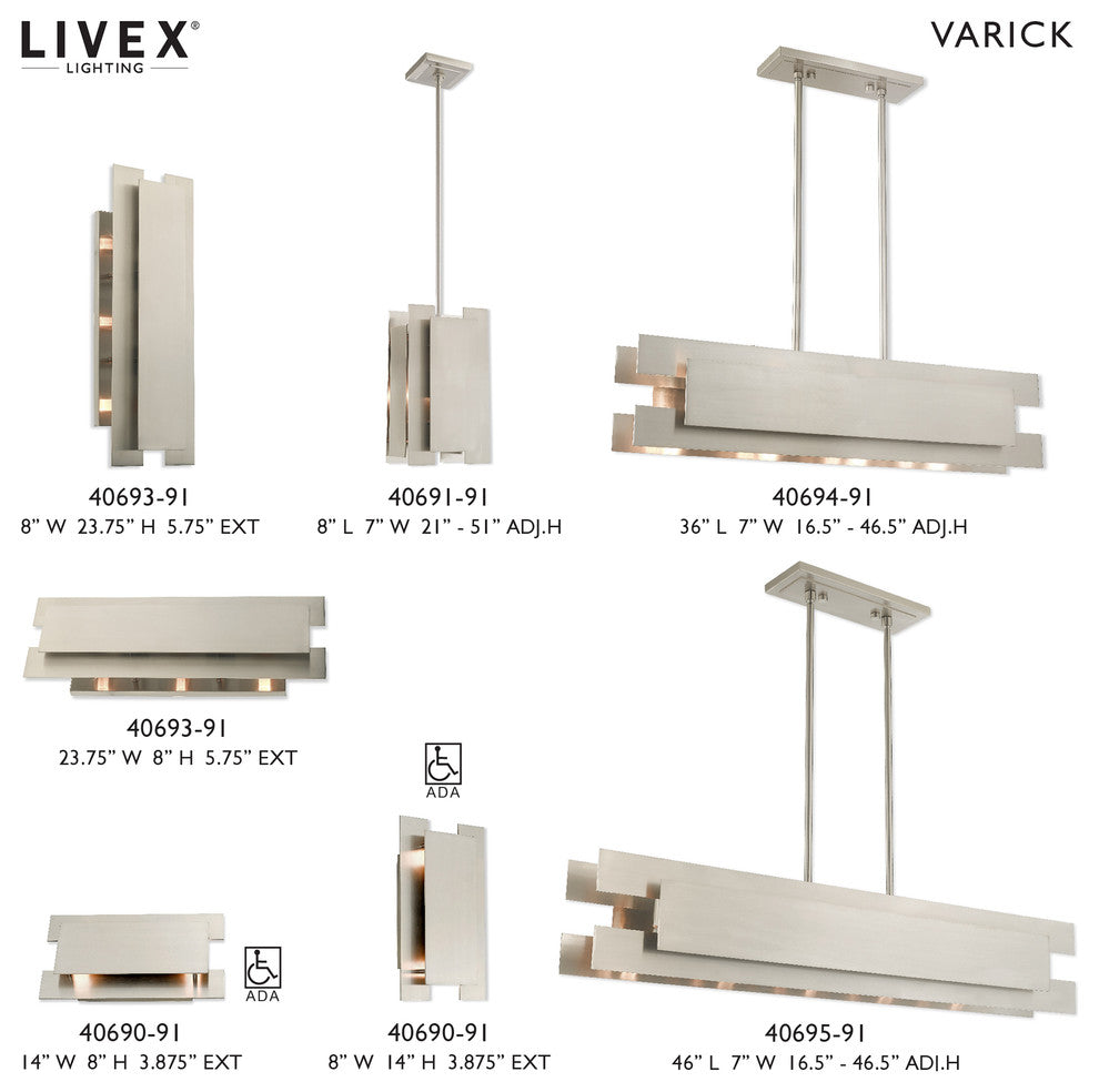 Livex Lighting Brushed Nickel 4-Light Linear Chandelier