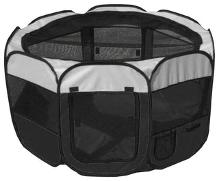 All-Terrain Lightweight Collapsible Pet Playpen, Black/White, Large