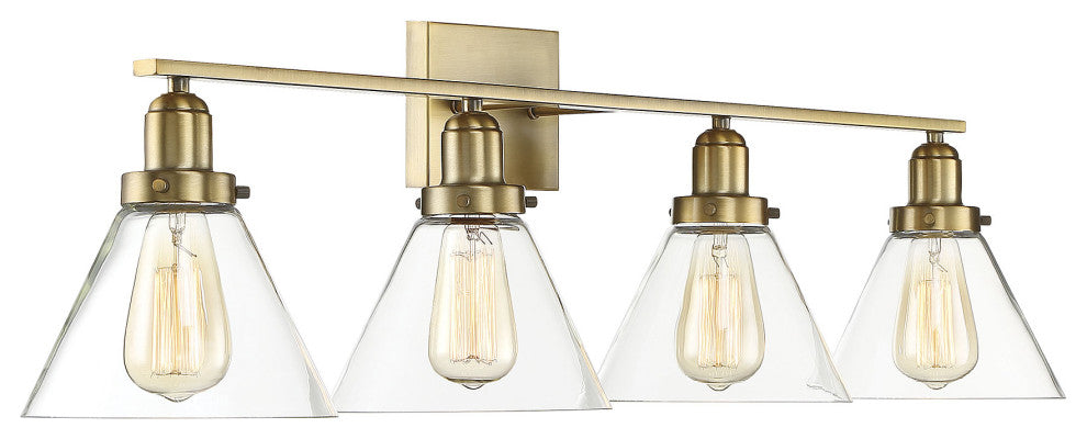 Drake 4-Light Bathroom Vanity Light, Warm Brass