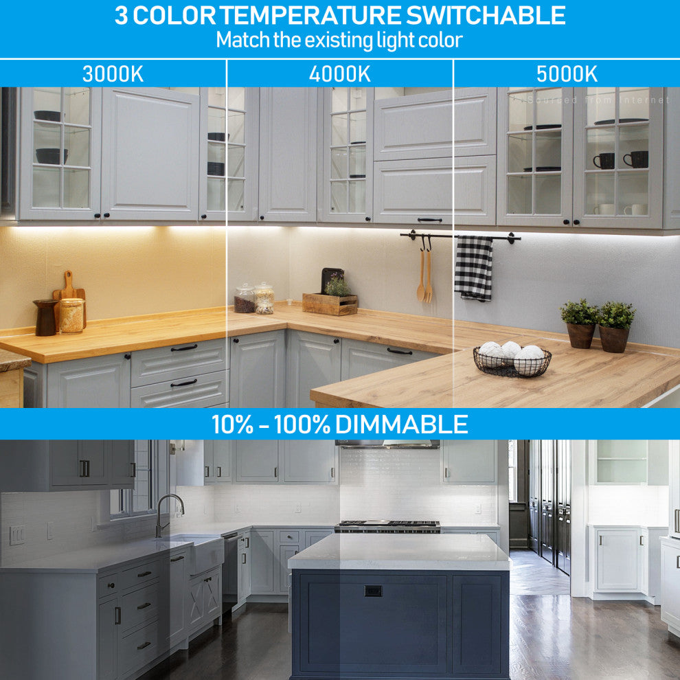 8 Pack 22" LED 3CCT Under Cabinet Light Dimmable 3000K/4000K/5000K Selectable