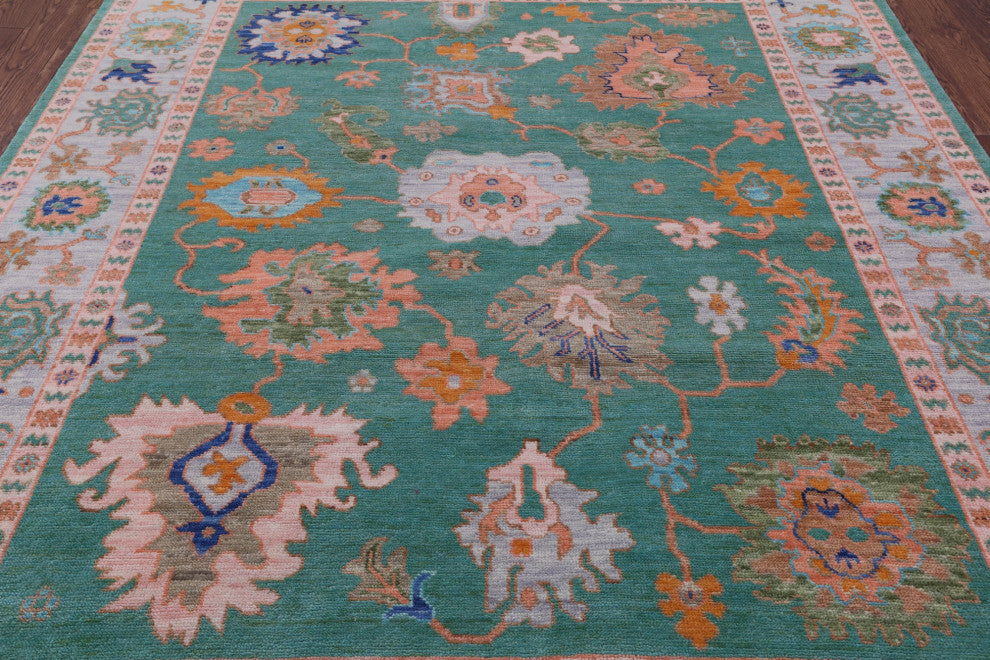 8' 1" X 10' 0" Hand Knotted Turkish Oushak Wool Rug - Q13613
