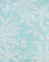 Edda Transitional Floral Indoor Rug, Aqua/Cream, 5'3"x7'3"