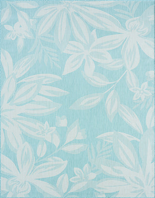 Edda Transitional Floral Indoor Rug, Aqua/Cream, 5'3"x7'3"