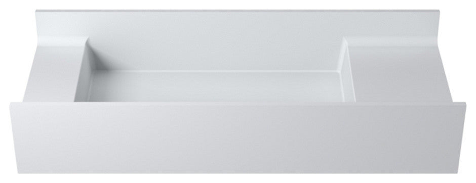 39" Polystone Rectangular Wall Mounted Sink Only, Matte White, No Faucet