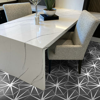8"x9" Menara Handmade Cement Tile, Black/White, Set of 12
