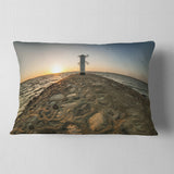 Lighthouse Windmill Stawa Mlyny Seascape Throw Pillow, 12"x20"