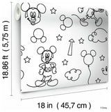 Disney Mickey Mouse Line Art Peel & Stick Wallpaper