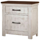 Benzara BM245814 Nightstand With Plank Design 2 Drawers & USB Plugs, White/Brown