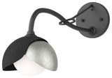 Brooklyn 1-Light Double Shade Sconce, Black, Sterling, Opal Glass