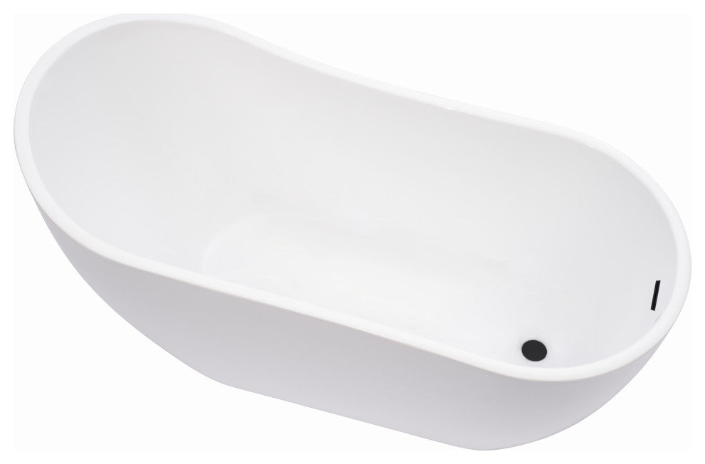 Freestanding Acrylic Bathtub, White/Matte Black